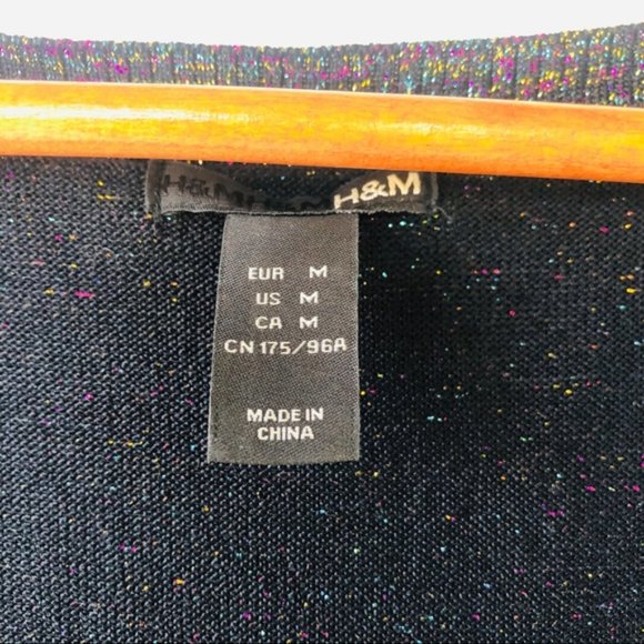 H&M Glitter Bodycon Dress Black/Rainbow Size M - Picture 6 of 7